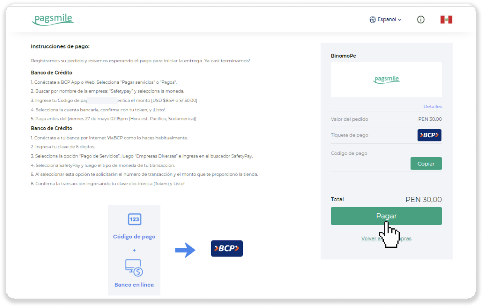 Peru (BCP bank) Binomo help center